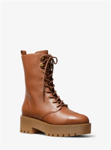 michael michael kors bryce leather and logo platform combat boot|Michael Michael Kors Bryce Leather Platform Combat Boots.